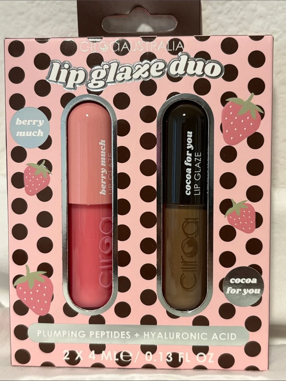 NIB CIROA Beauty Lip Glaze Duo Berry Much & Cocoa For you